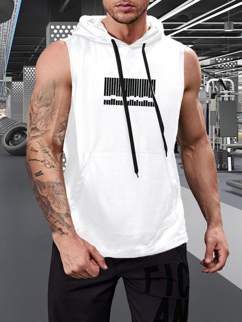Graphic Drawstring Hooded Sweat Activated Sports Top